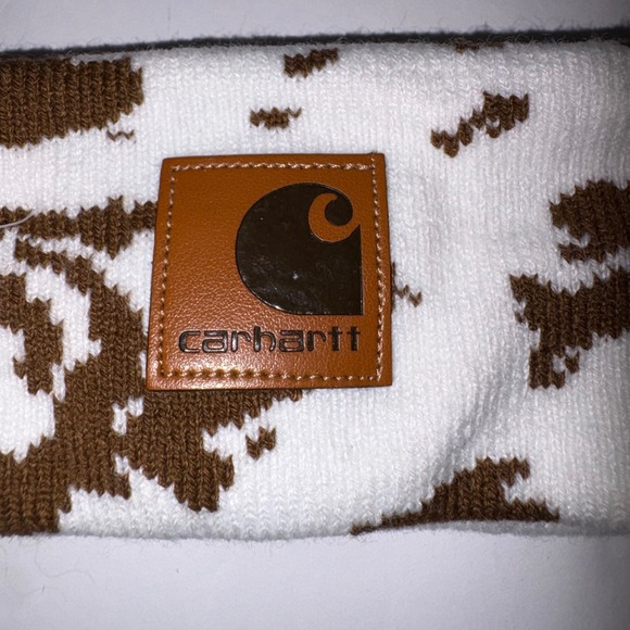 Carhartt Madison Logo Cap Headband White Brown Cow Print One Size NWT - Picture 3 of 4